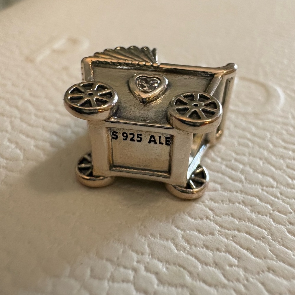 Pandora Silver Baby Carriage Charm with Heart - Picture 6 of 6